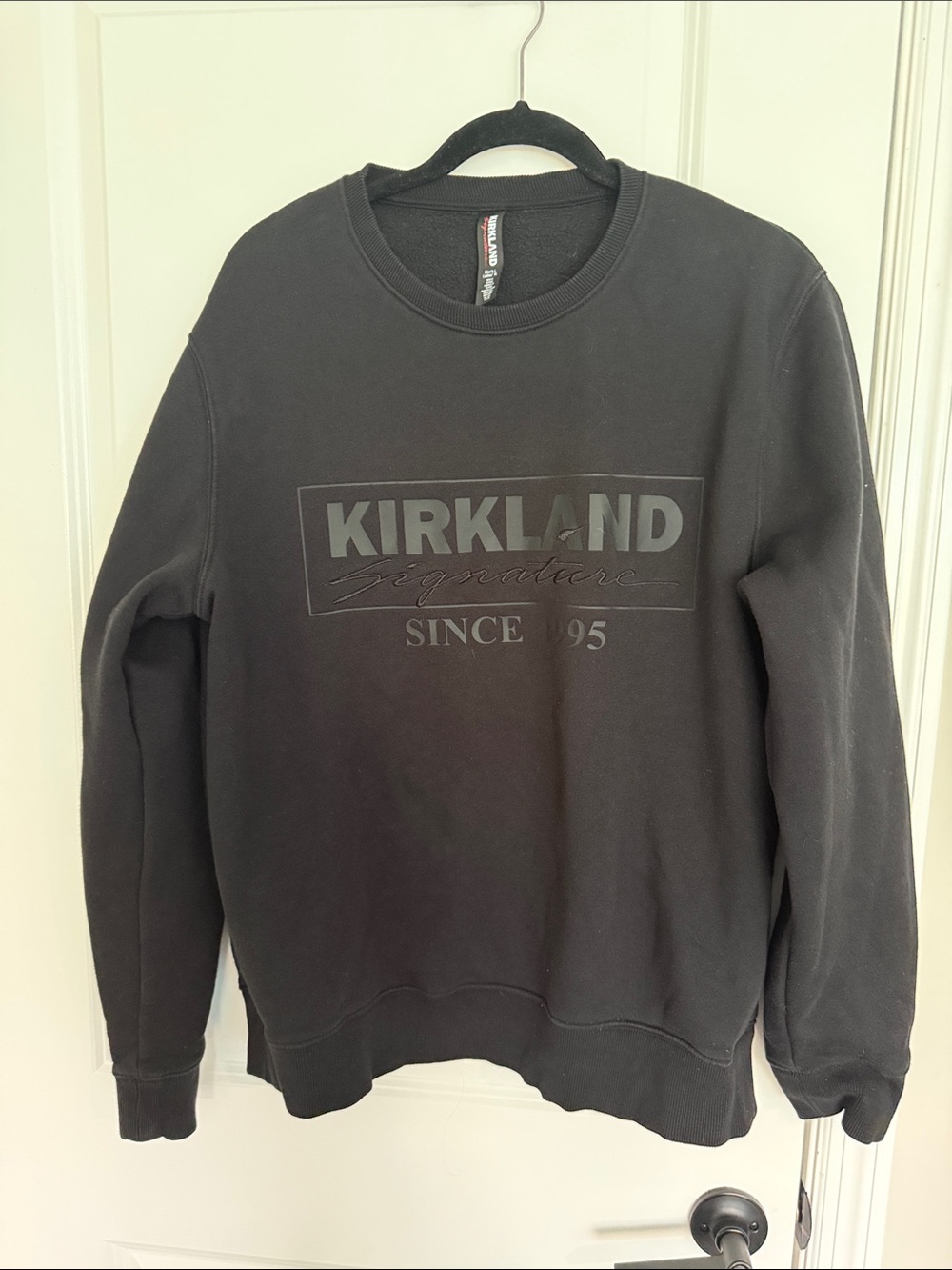 Kirkland Signature Black Crewneck Sweatshirt with Subtle Logo